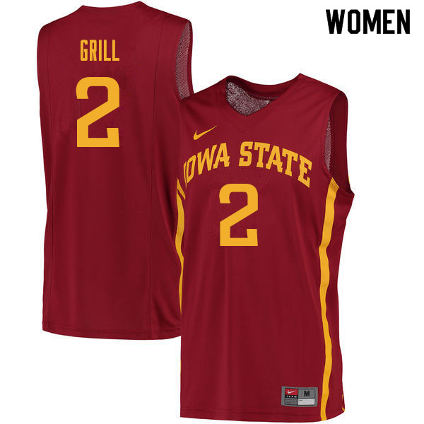 Women #2 Caleb Grill Iowa State Cyclones College Basketball Jerseys Sale-Cardinal